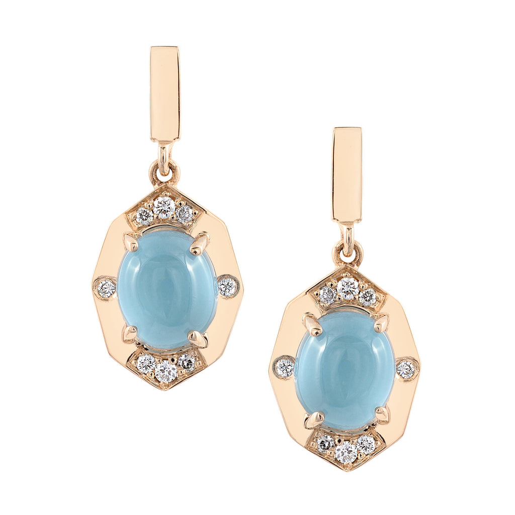 Small Aquamarine and Diamond Drop Earrings | Affinity Sans Series | Irthly