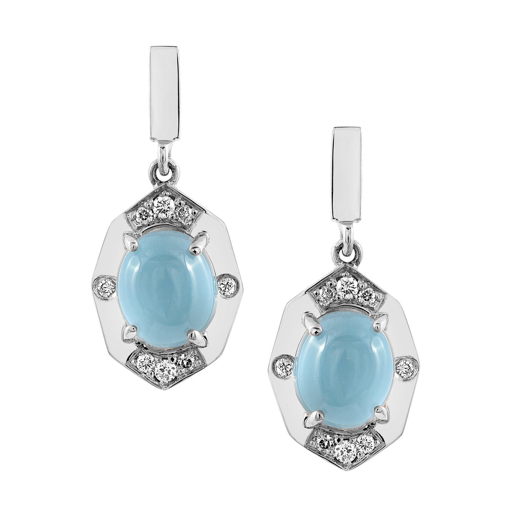 Small Aquamarine and Diamond Drop Earrings | Affinity Sans Series | Irthly