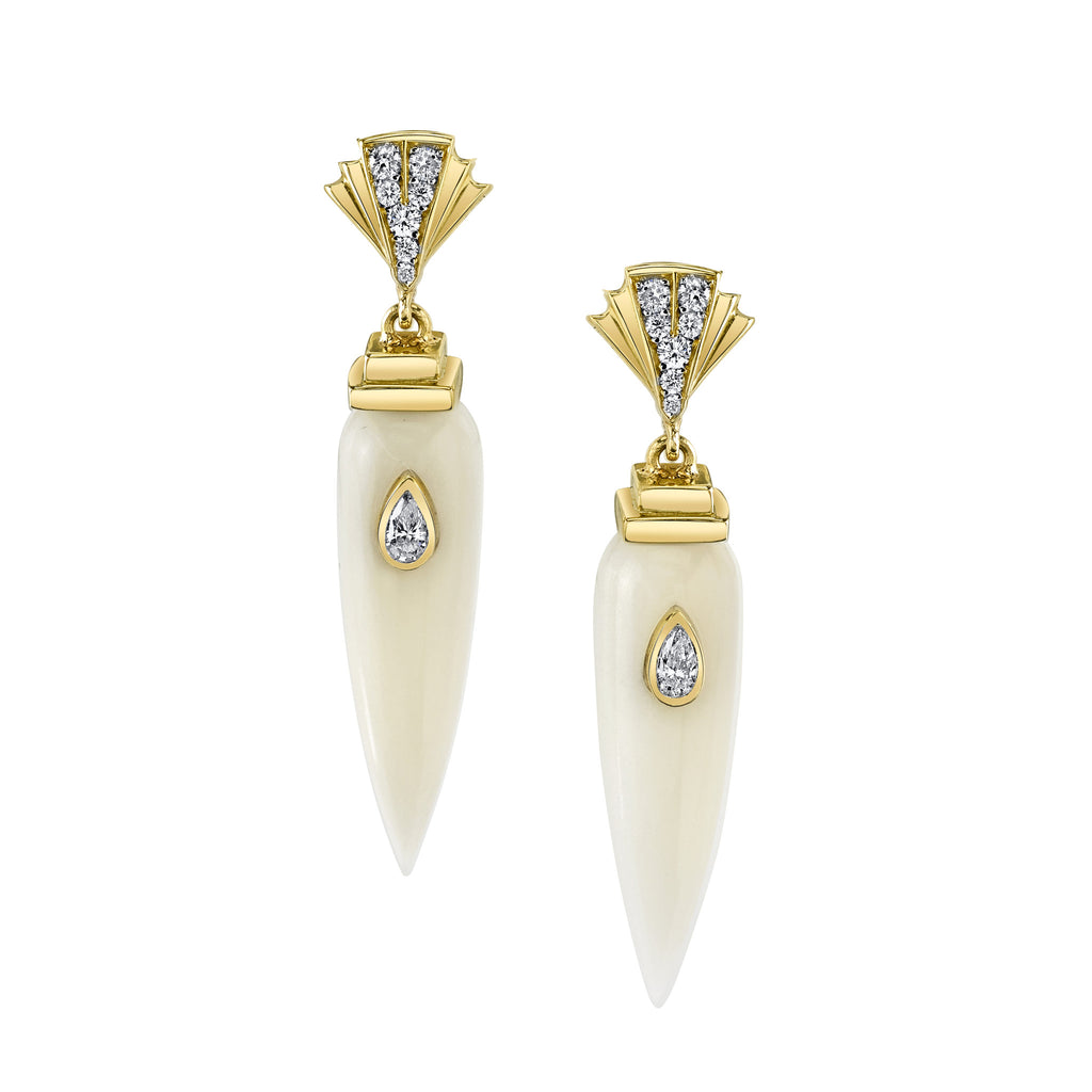 Art D'Eco Small Sepulcher Diamond Earrings in 18k Gold Jewelry - Irthly