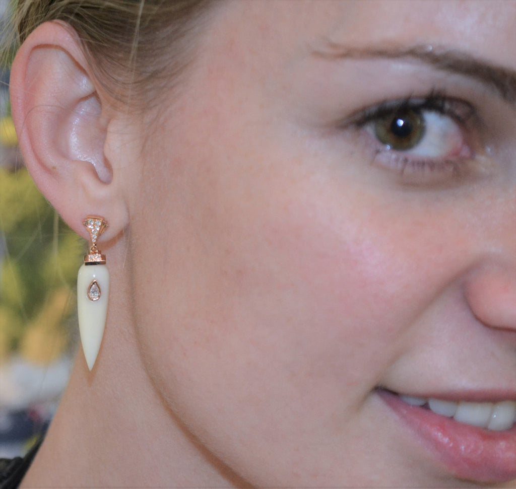 Art D'Eco Large Sepulcher Diamond Earrings in 18K Gold Jewelry