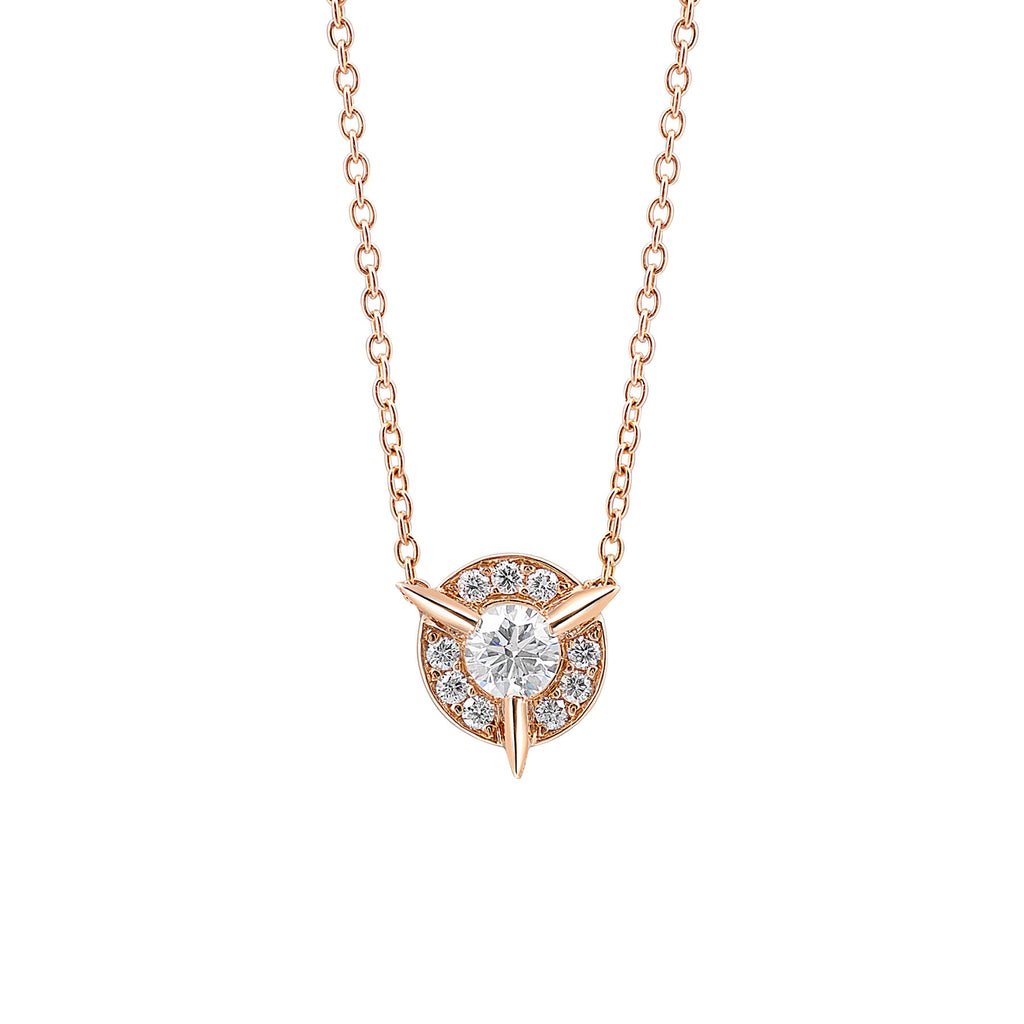 Dainty Diamond Necklace with Diamond Center In Rose Gold By Irthly